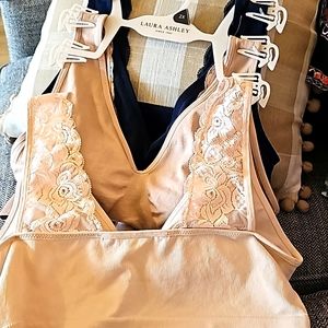 3 NEW Sport BRAs Laura Ashley 2X padded blush tan navy